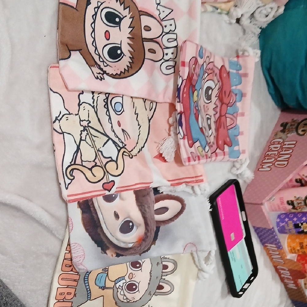 Cute Pastel Character Tote Bags - Pink & Cream